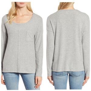 Caslon Grey Brushed Soft Knit Long Sleeve Top XS NEW